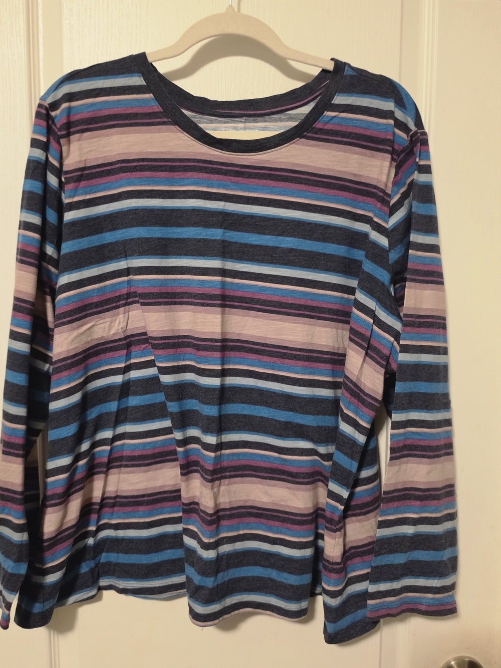 Lane Bryant Striped Long Sleeve Tee in Navy, Blue & Pink